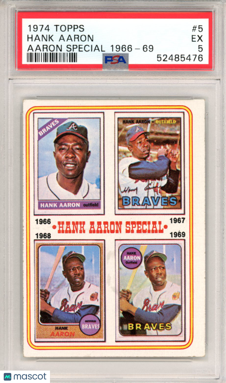 1974 Topps Hank Aaron Aaron Special 1966 69 #5 PSA 5 - Graded Sports Cards