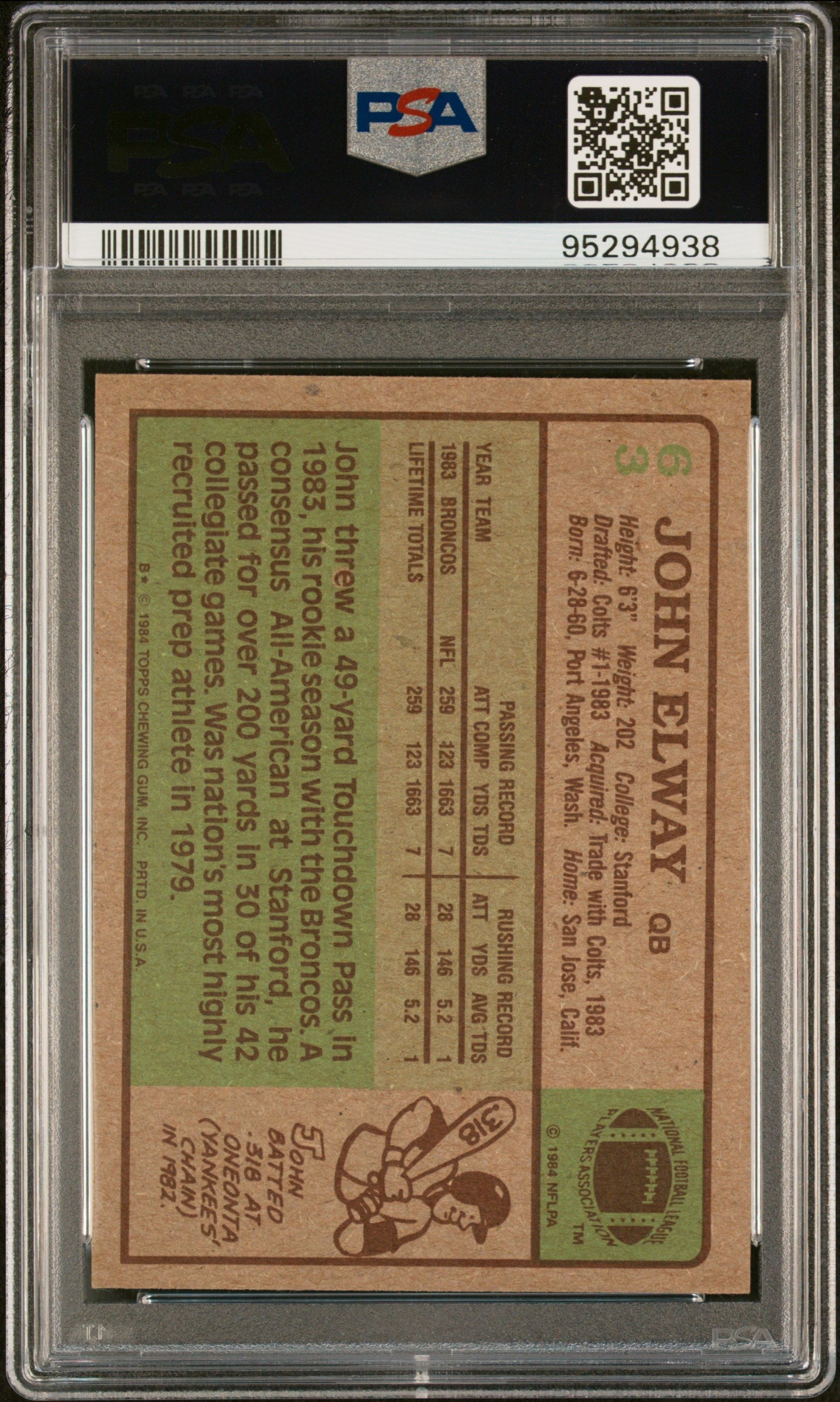 1984 Topps John Elway #63 PSA 6 Denver Broncos - Graded Sports Cards