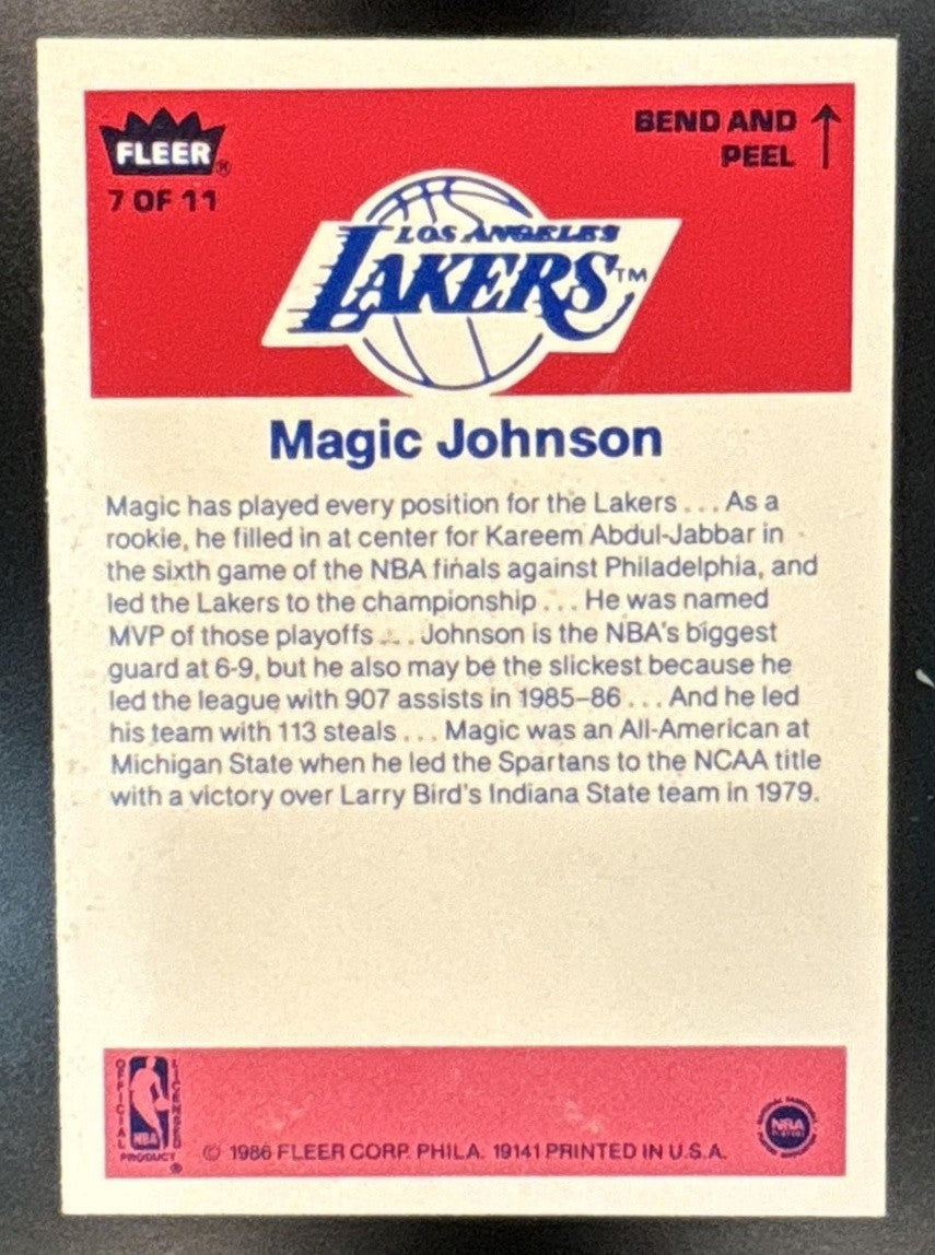 1986-87 Fleer Magic Johnson Stickers #7 Los Angeles Lakers - Sports Cards