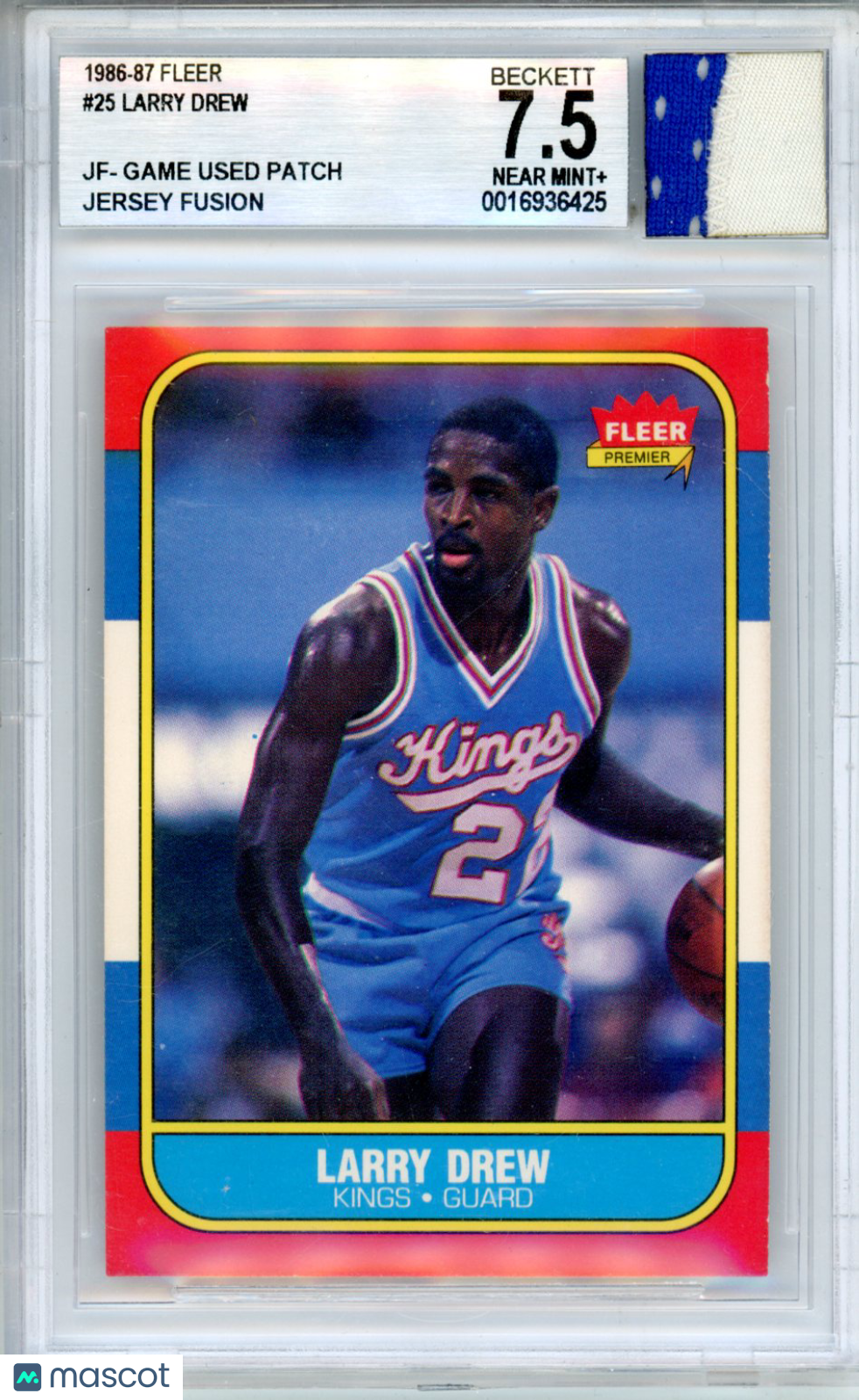 1986 Fleer Jersey Fusion Larry Drew Rookie #25 BGS 7.5 Game Used Patch - Graded Sports Cards