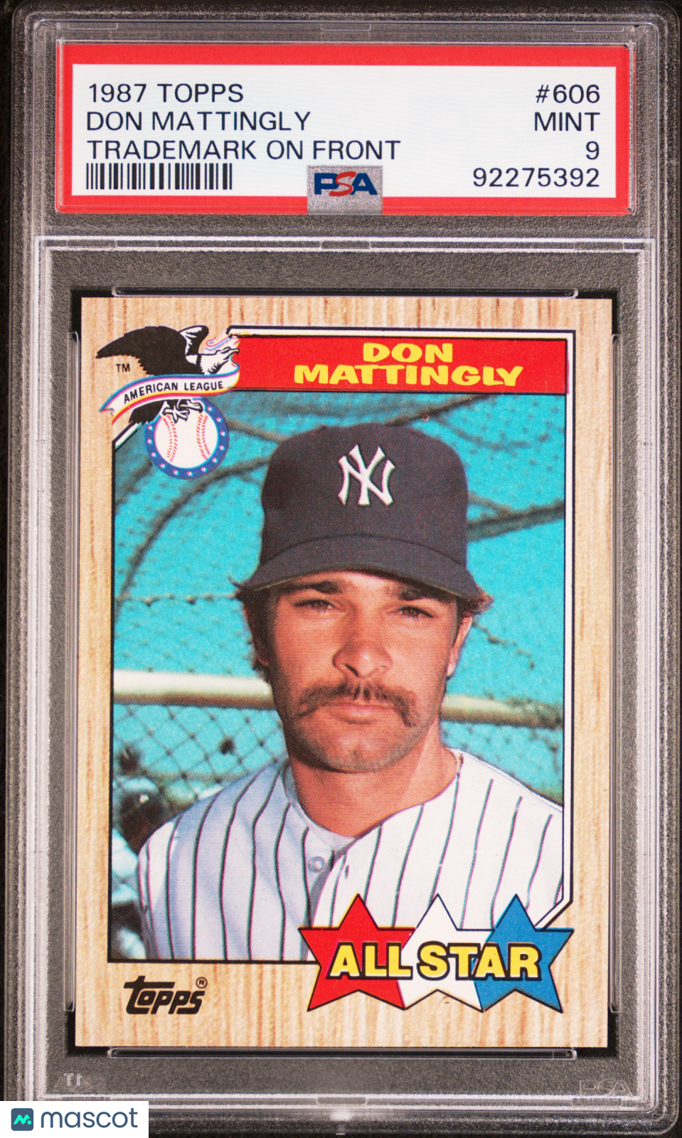 1987 Topps Don Mattingly Trademark On Front #606 PSA 9 - Graded Sports Cards