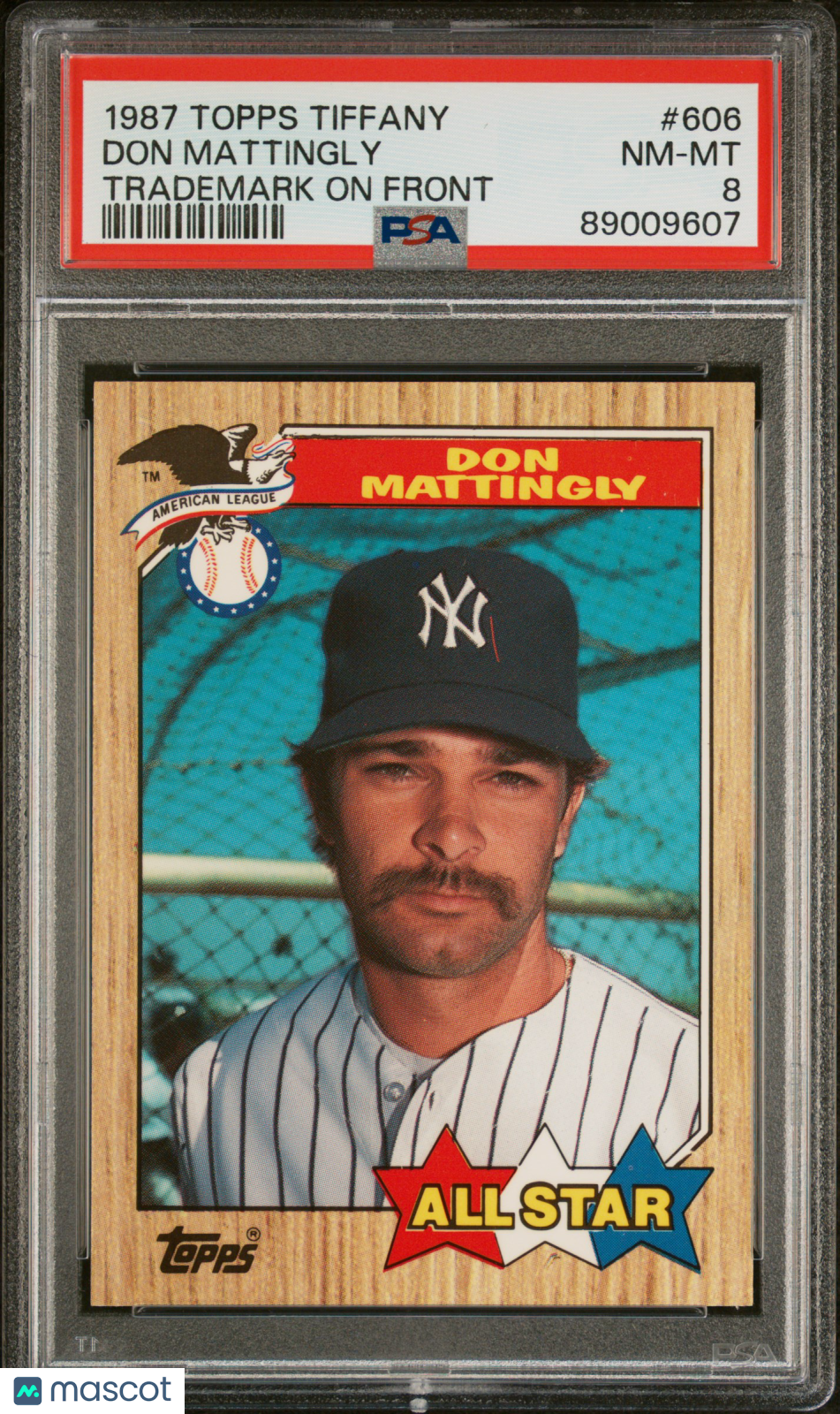 1987 Topps Tiffany Don Mattingly Trademark On Front #606 PSA 8 - Graded Sports Cards
