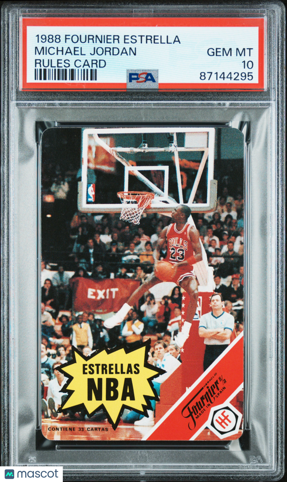 1988 Fournier Estrellas Michael Jordan Rules Card PSA 10 - Graded Sports Cards