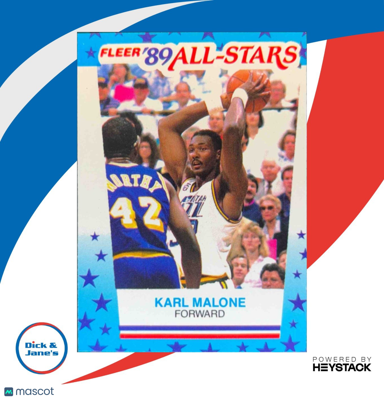1989-90 Fleer Karl Malone Stickers #1 Utah Jazz - Sports Cards