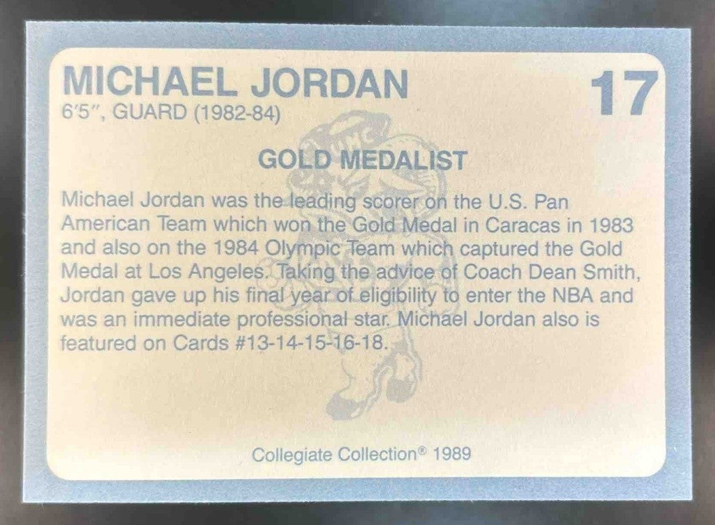 1989 Collegiate Collection North Carolina’s Finest Michael Jordan #17 Tar Heels - Sports Cards