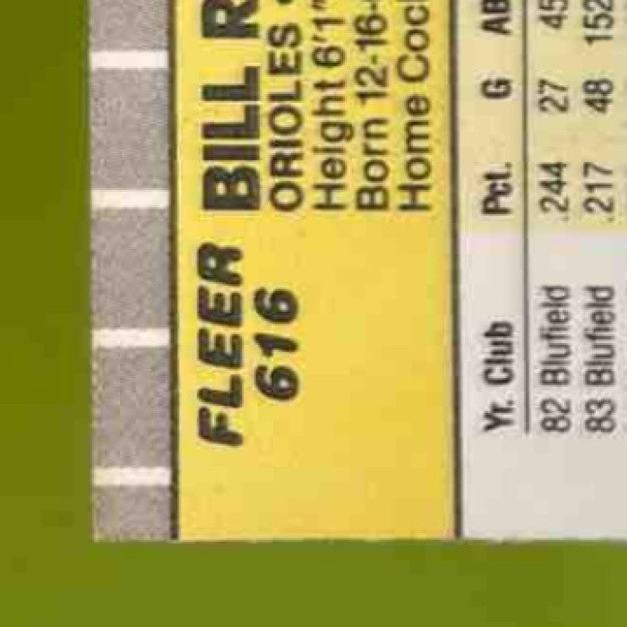 1989 Fleer Bill Ripken #616a FF ERROR ON BAT Baltimore Orioles - Sports Cards