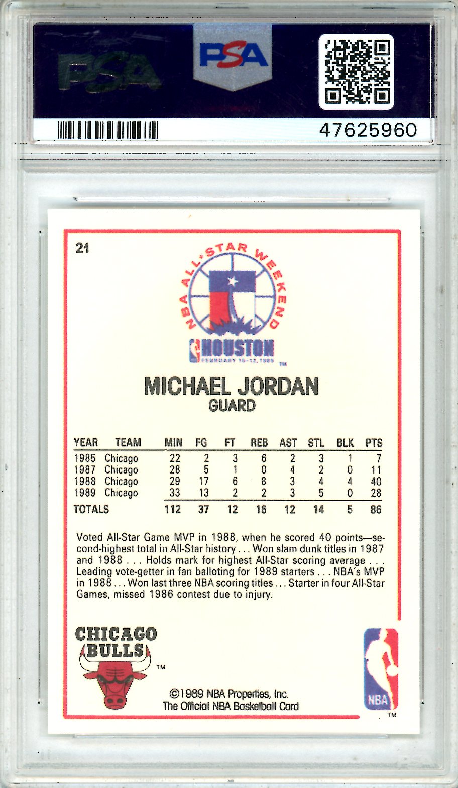 1989 Hoops Michael Jordan All Star #21 PSA 5 Chicago Bulls - Graded Sports Cards