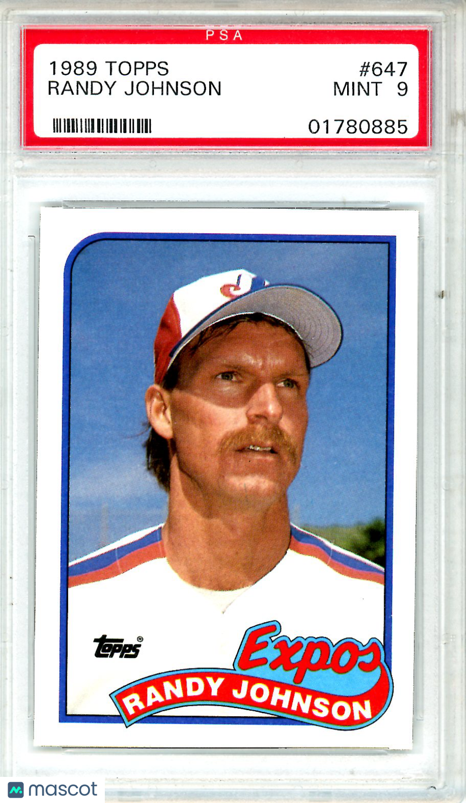 1989 Topps Randy Johnson #647 PSA 9 MINT Montreal Expos - Graded Sports Cards