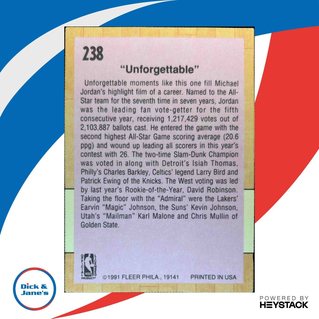 1991-92 Fleer 1991 All-Star Game A #238 Chicago Bulls - Sports Cards