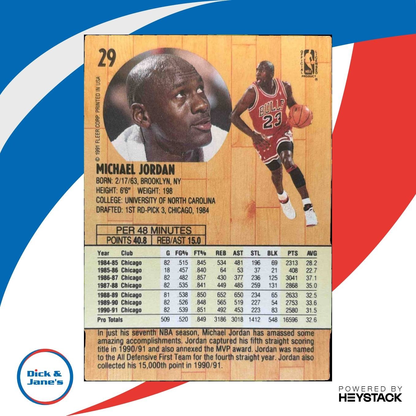 1991-92 Fleer Michael Jordan #29 Chicago Bulls - Dick