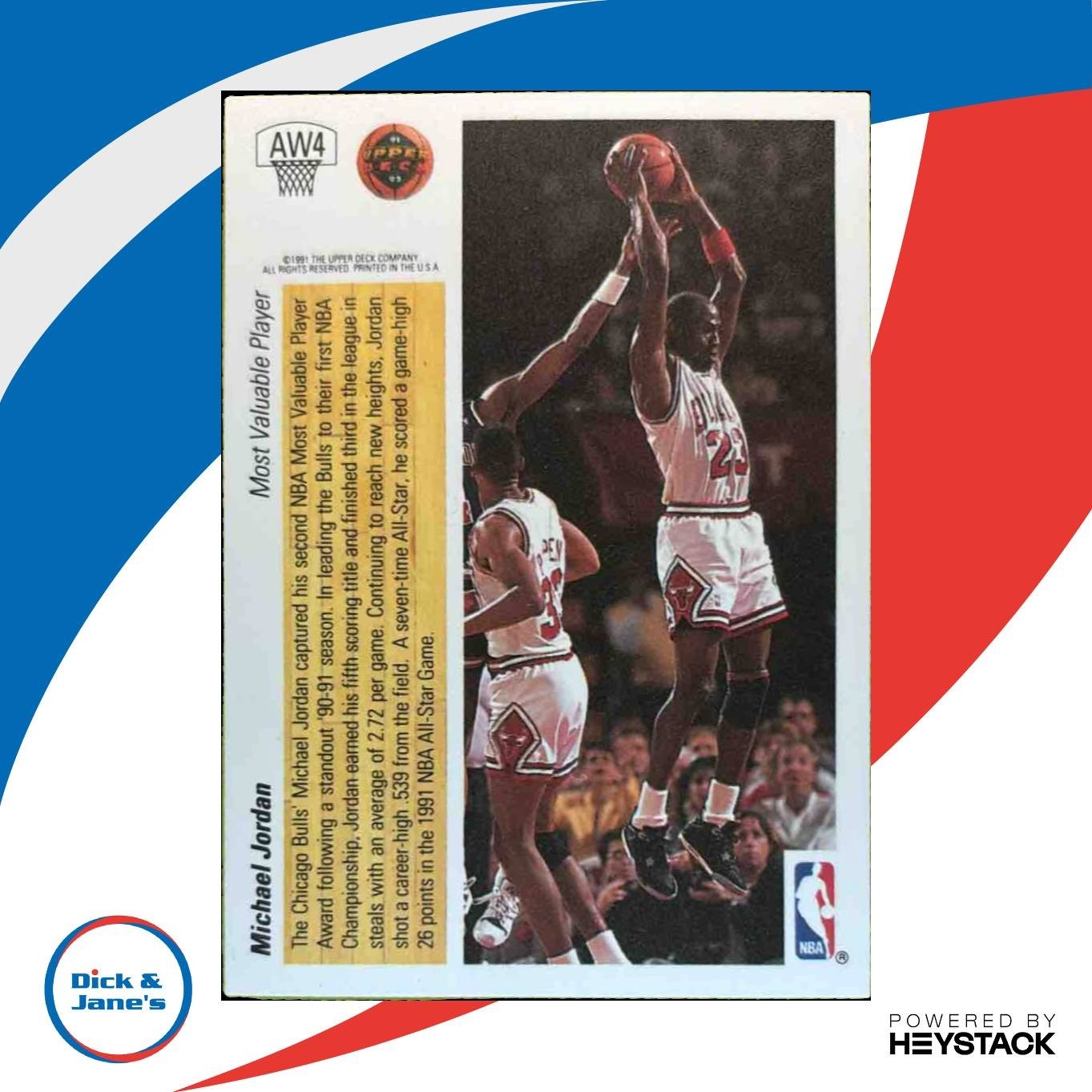 1991-92 Upper Deck Michael Jordan Award Winner Holograms #AW4 Chicago Bulls - Sports Cards
