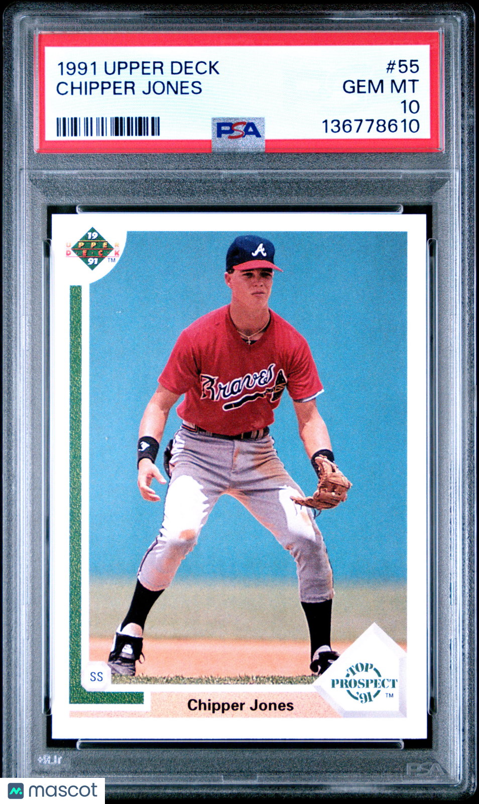 1991 Upper Deck Chipper Jones #55 PSA 10 GEM MINT Milwaukee Brewers - Graded Sports Cards