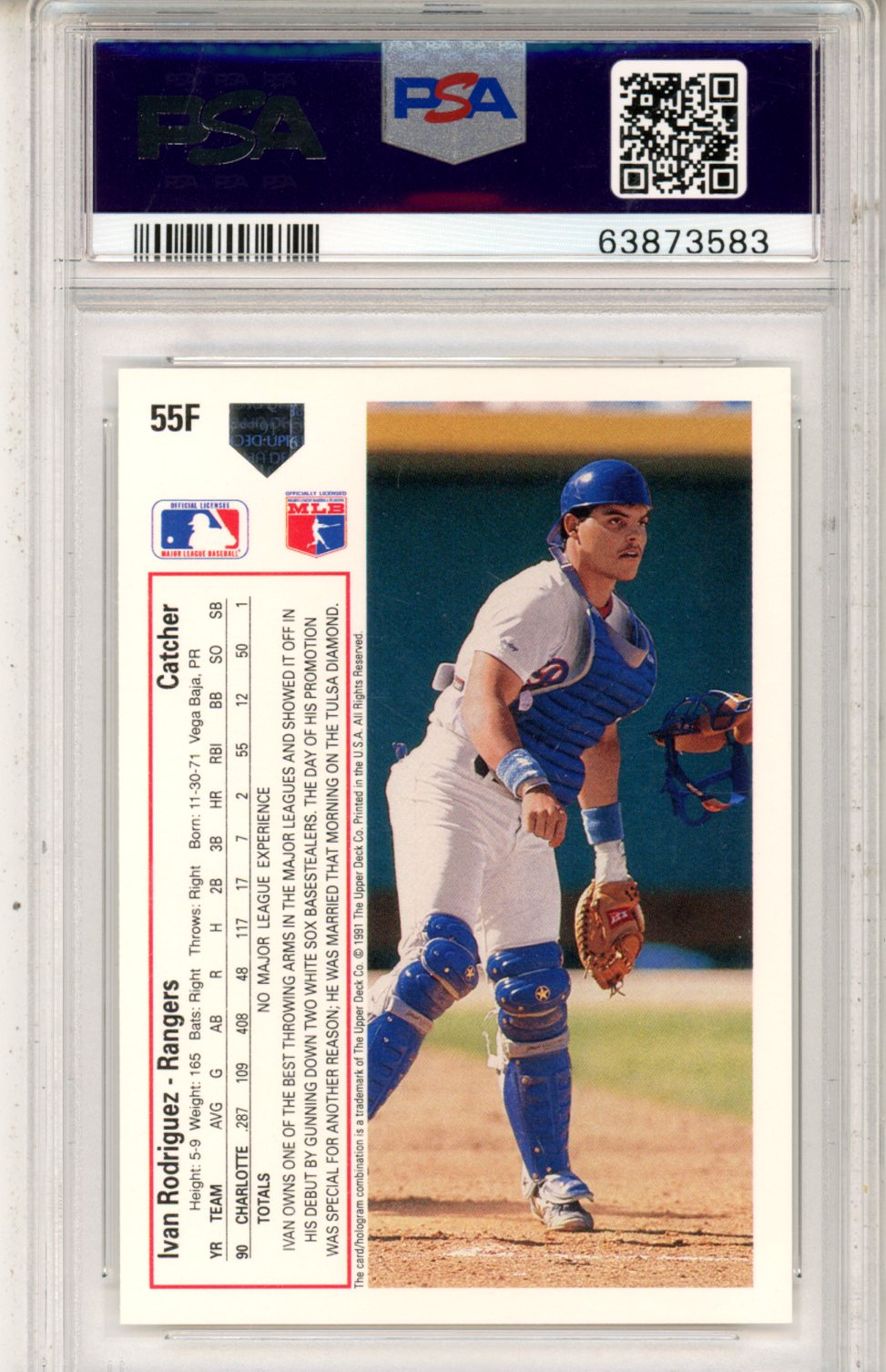 1991 Upper Deck Final Edition Ivan Rodriguez Rookie 55F PSA 10 GEM Texas Rangers - Graded Sports Cards