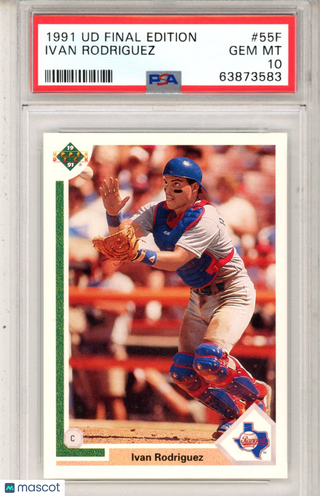 1991 Upper Deck Final Edition Ivan Rodriguez Rookie 55F PSA 10 GEM Texas Rangers - Graded Sports Cards
