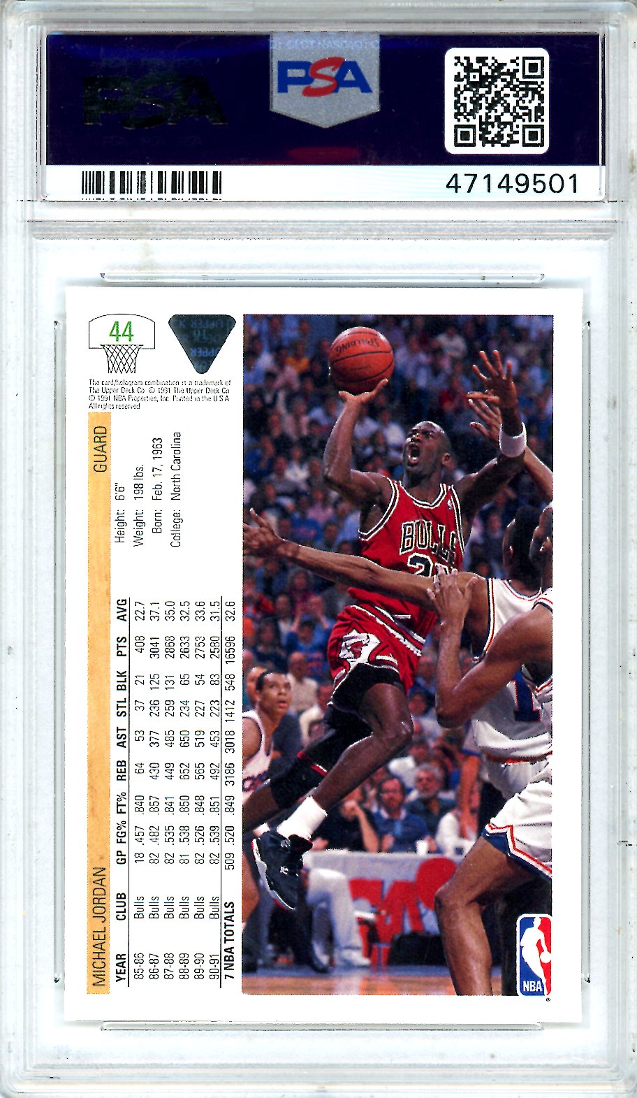 1991 Upper Deck Michael Jordan #44 PSA 9 MINT Chicago Bulls - Graded Sports Cards