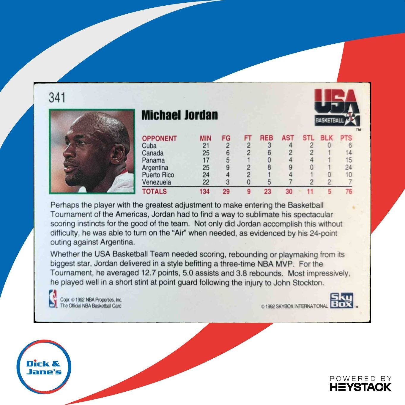 1992-93 Hoops Michael Jordan #341 USA - Sports Cards