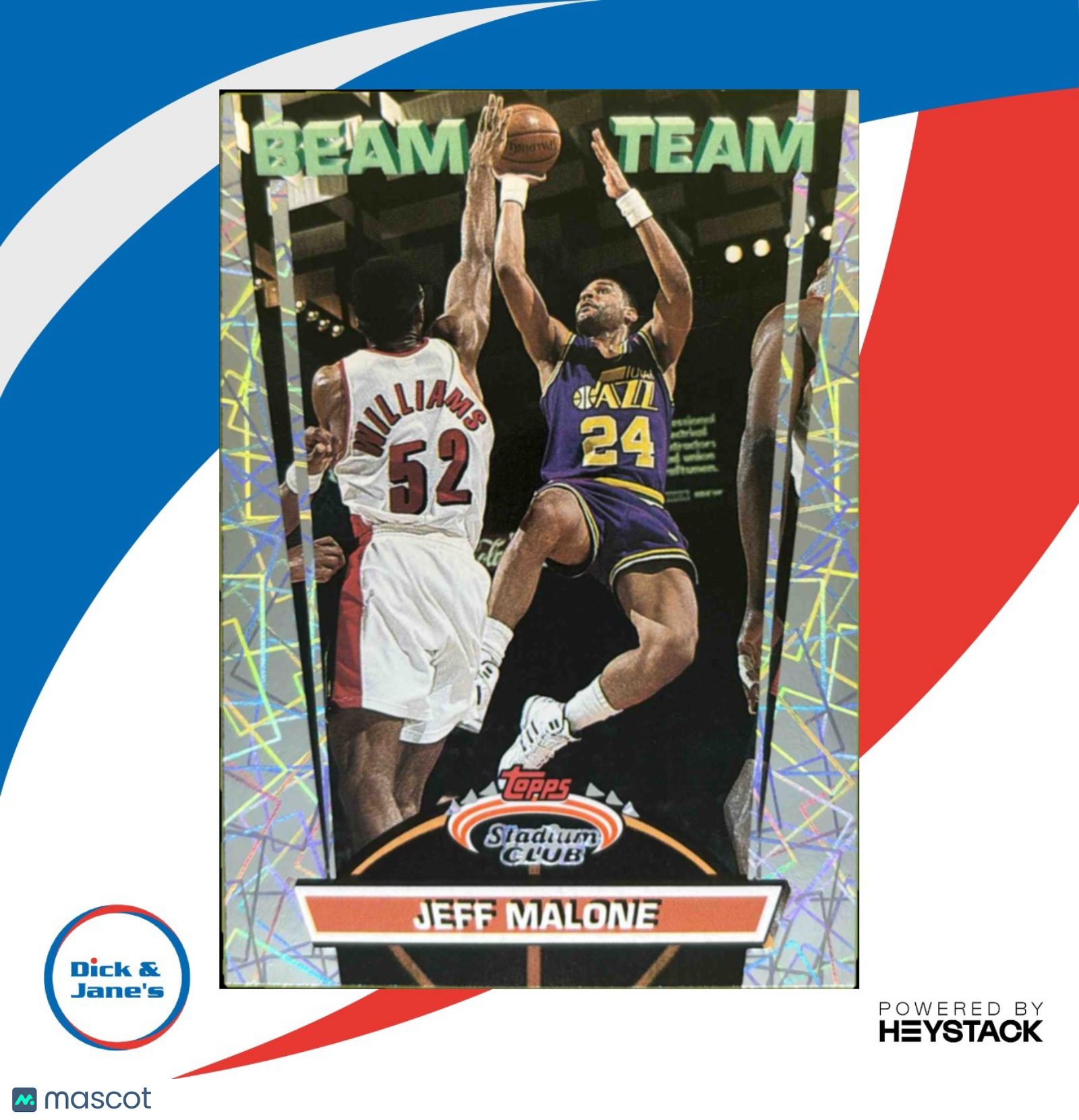 1992-93 Topps Stadium Club Jeff Malone Beam Team #10 Utah Jazz - Sports Cards