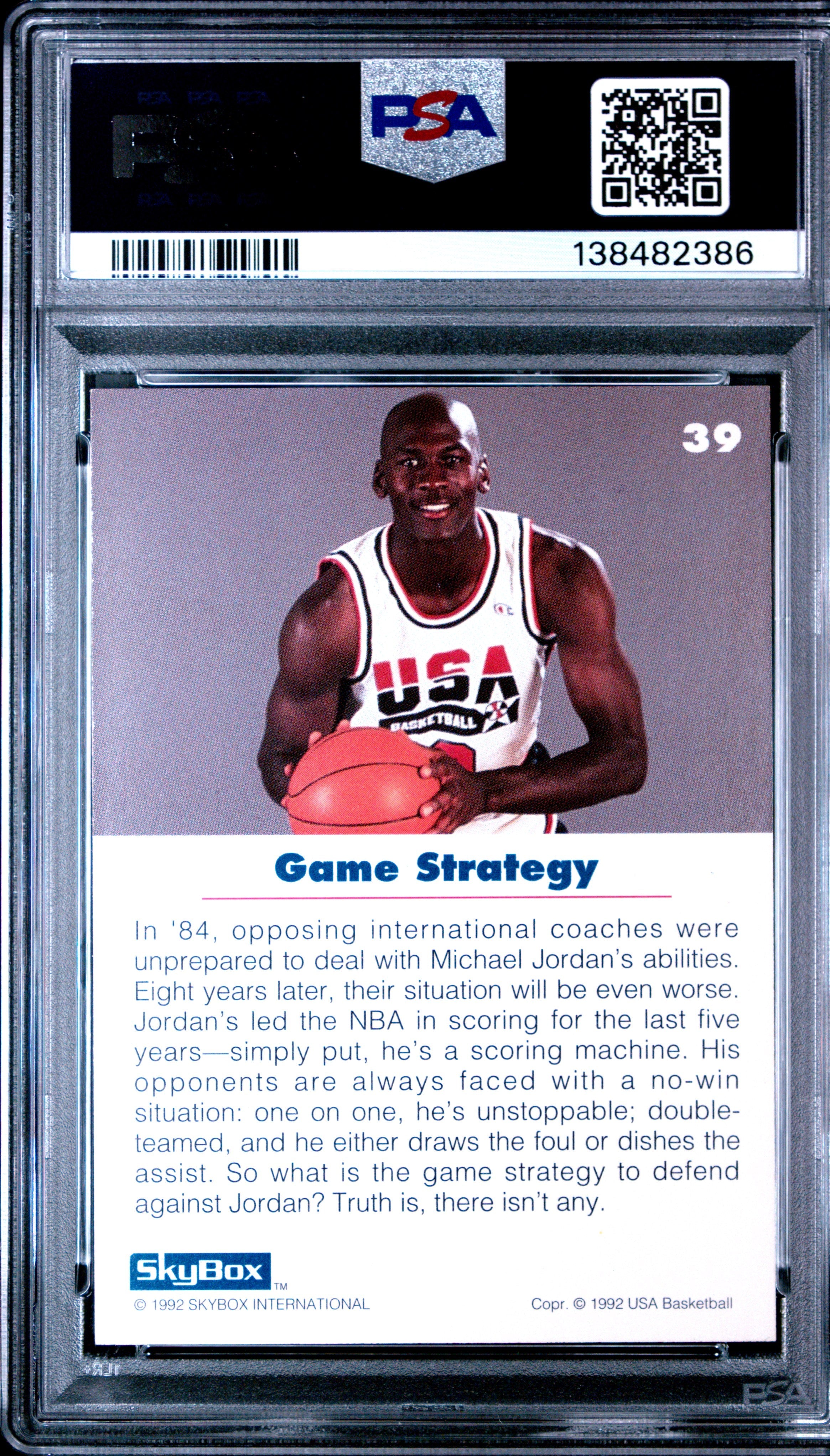 1992 Skybox Usa Basketball Michael Jordan #39 PSA 9 - Graded Sports Cards