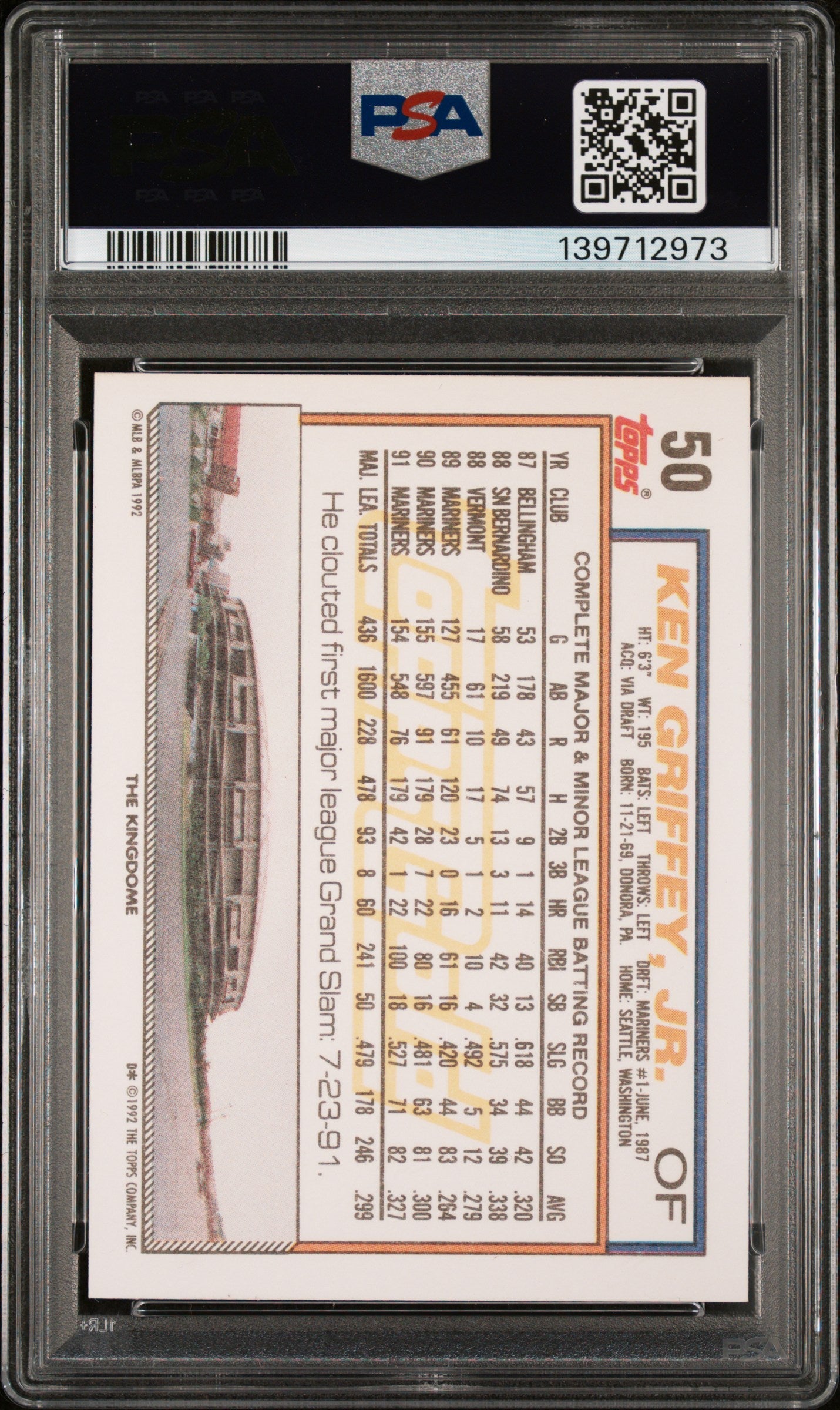 1992 Topps Gold Ken Griffey JR. Winner #50 PSA 8 - Graded Sports Cards