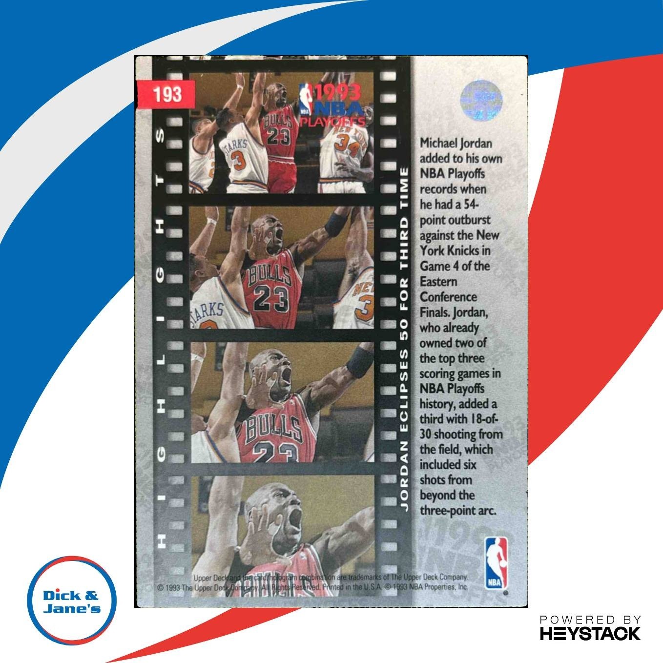 1993-94 Upper Deck Jordan Scores 54 Points #193 Chicago Bulls - Sports Cards