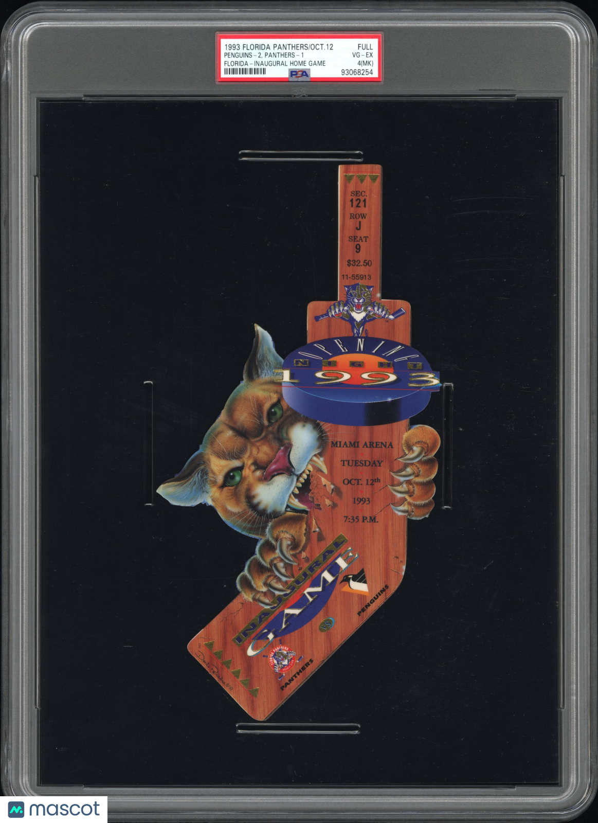 1993 Florida Panthers-Full Inaugural Home Game Florida PSA 4 - Graded Ticket Stubs