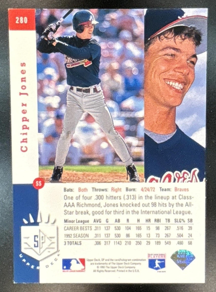 1993 SP Chipper Jones #280 Atlanta Braves - Sports Cards