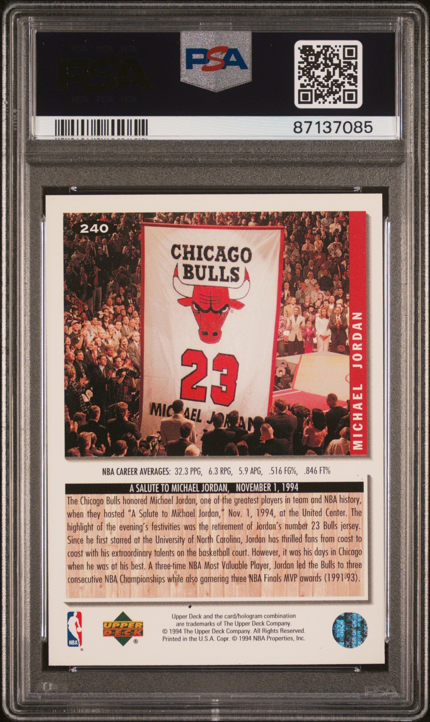 1994 Collector’s Choice Michael Jordan Silver Signature Insert PSA 10 GEM MINT - Graded Sports Cards