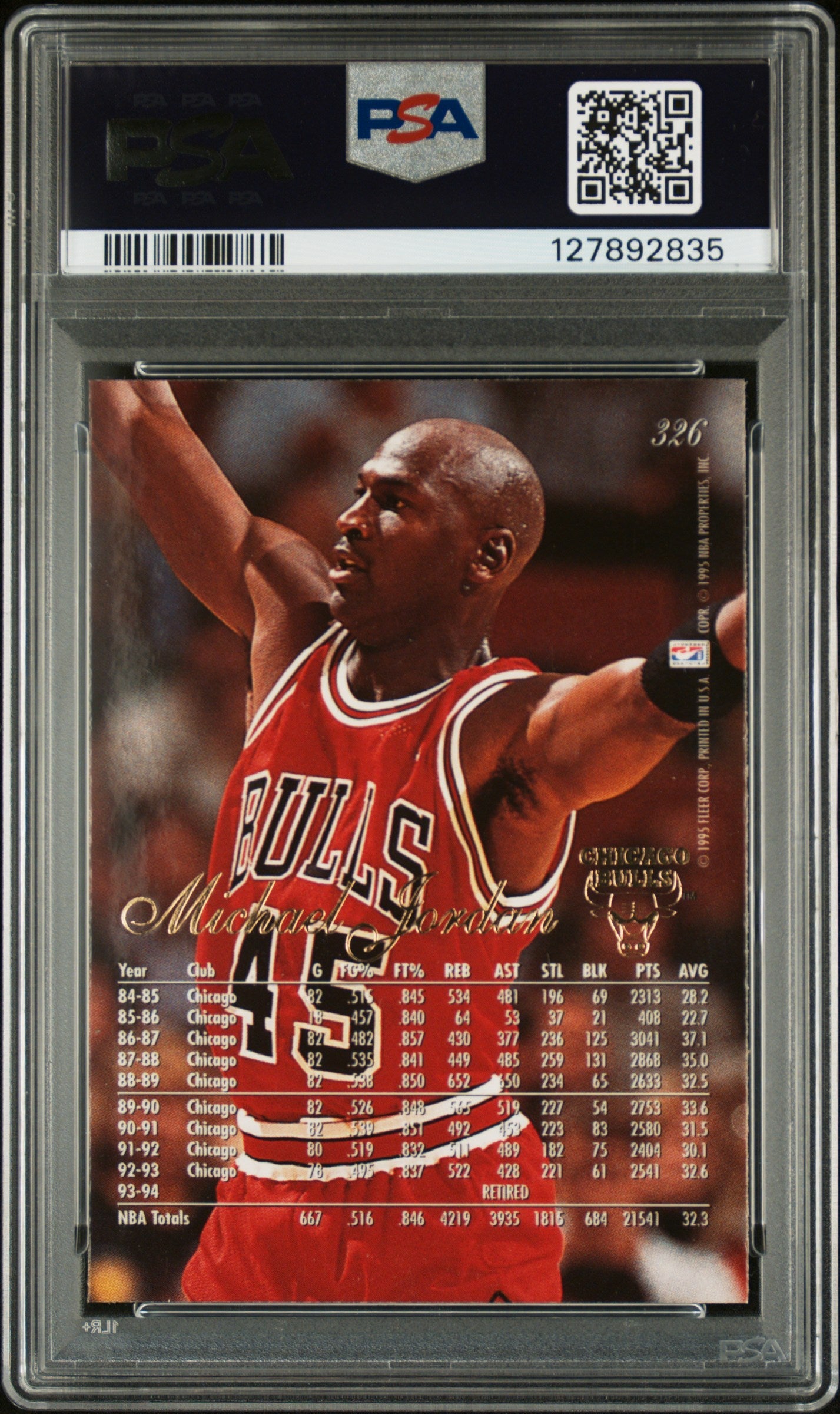 1994 Flair Michael Jordan #326 PSA 10 GEM MINT Chicago Bulls Wearing #45 - Graded Sports Cards