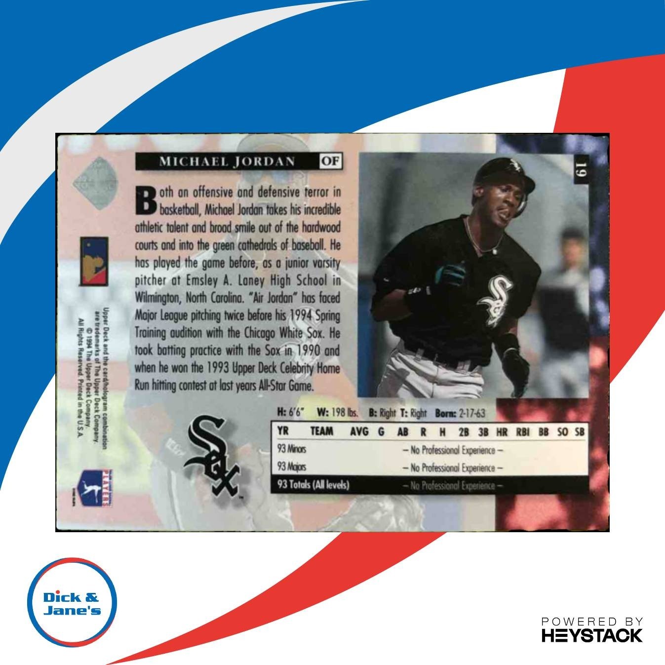 1994 Upper Deck Michael Jordan #19 RC Chicago White