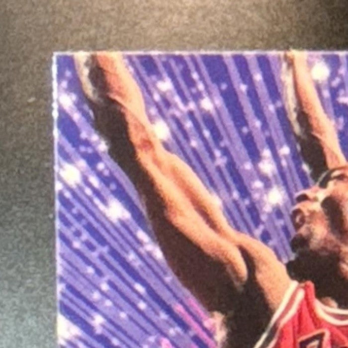 1995-96 Fleer Flair Michael Jordan New Heights EX (CREASE ON BACK) #4 Bulls - Sports Cards