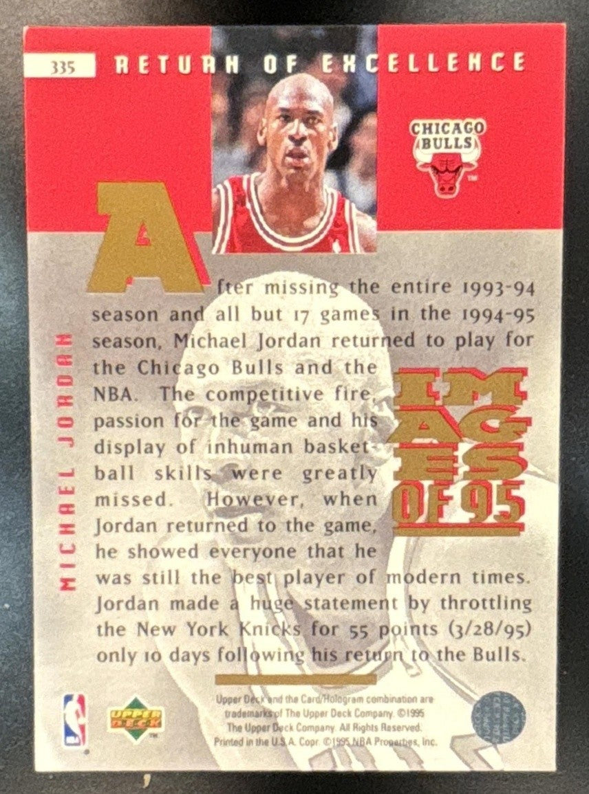 1995-96 Upper Deck Michael Jordan #335 Chicago Bulls - Sports Cards