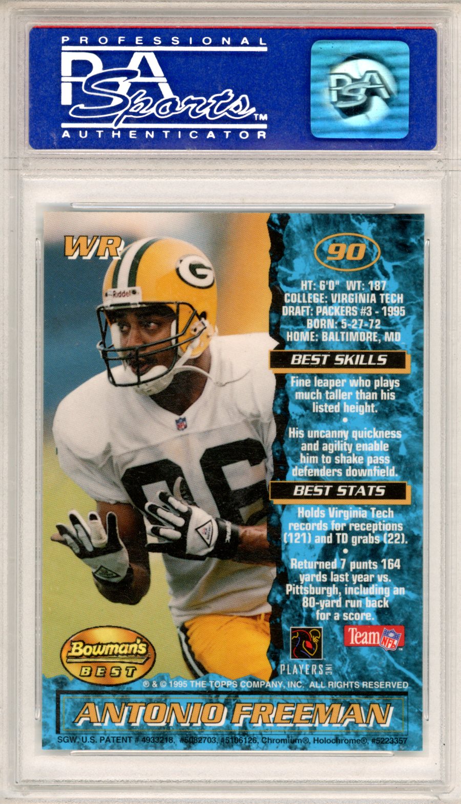 1995 Bowman’s Best Antonio Freeman Blue #90 PSA 9 - Graded Sports Cards