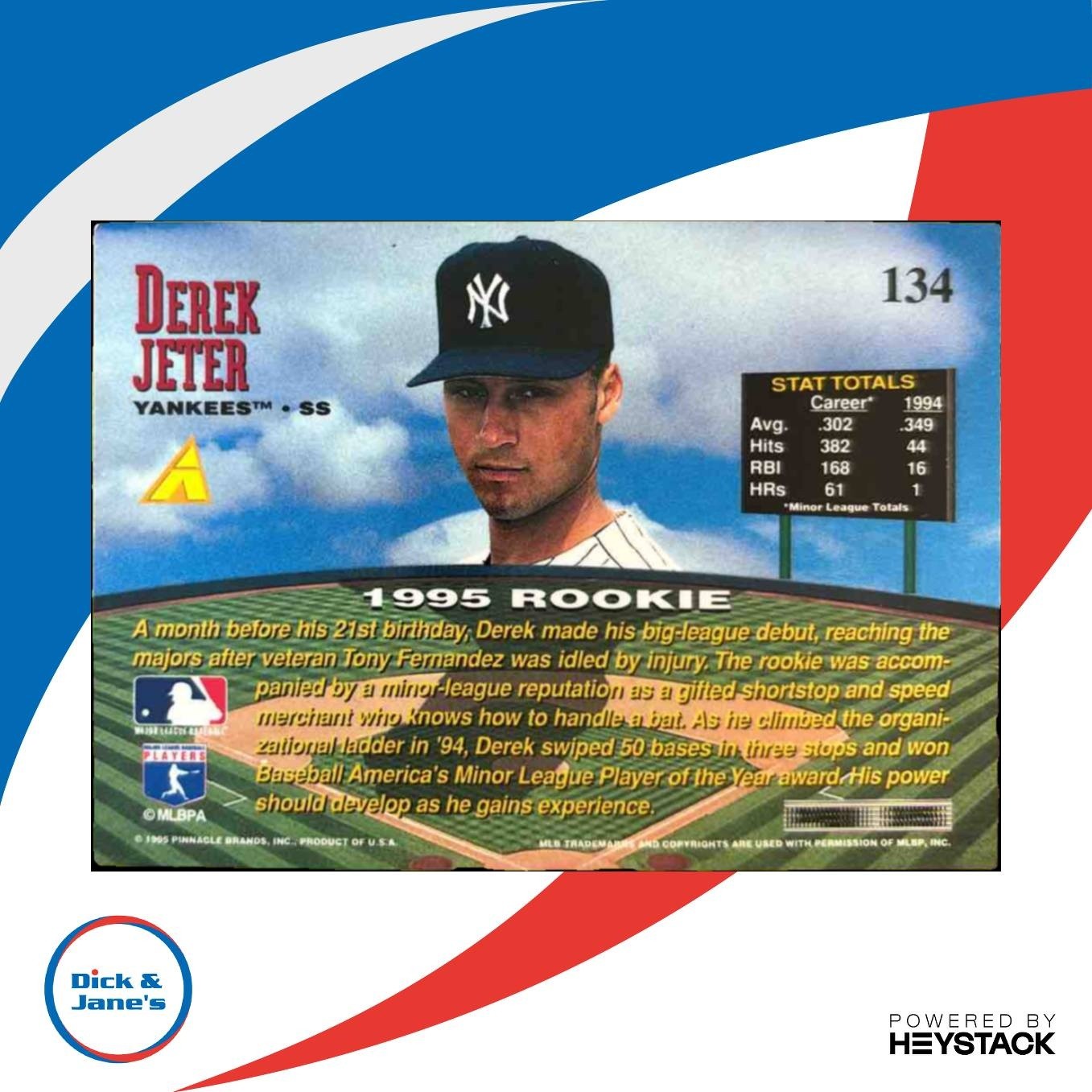 1995 Pinnacle Zenith Derek Jeter #134 RC New York Yankees - Sports Cards