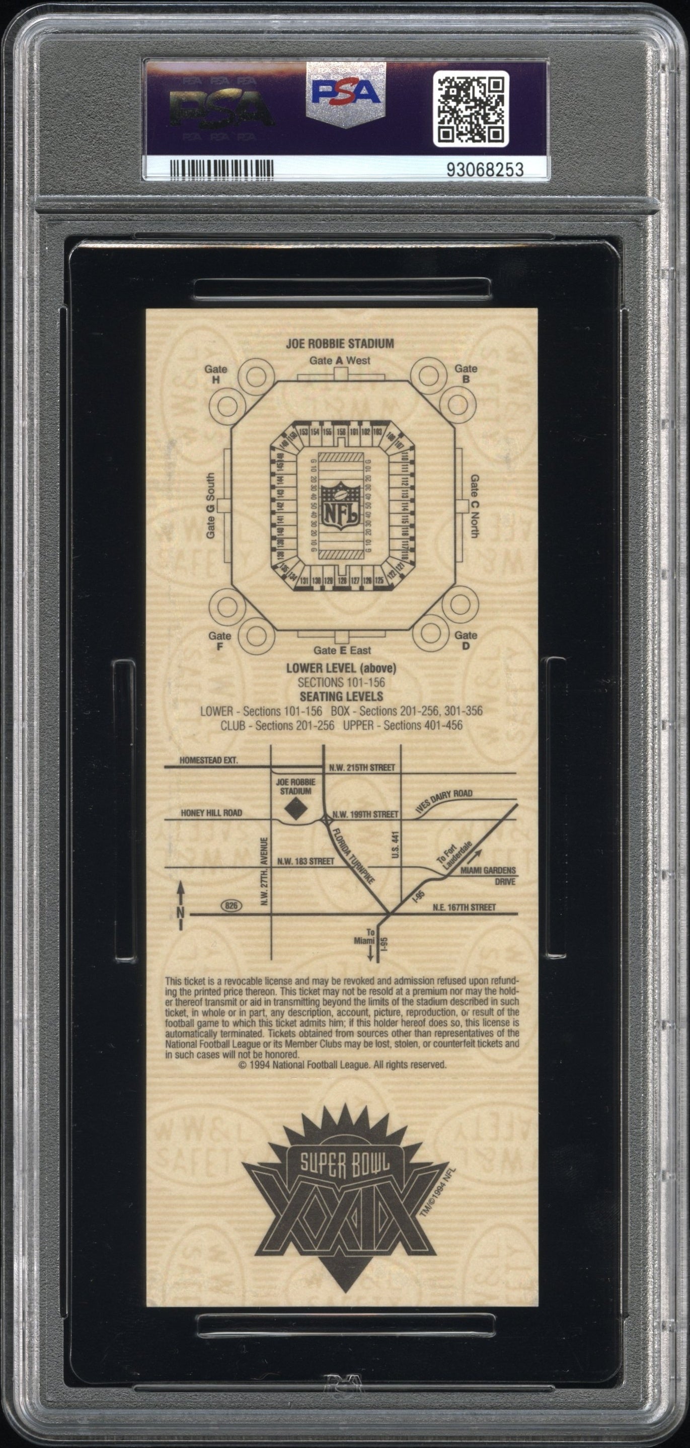 1995 Super Bowl XXIX-Full Steve Young: Tan MVP PSA 7 - Graded Ticket Stubs