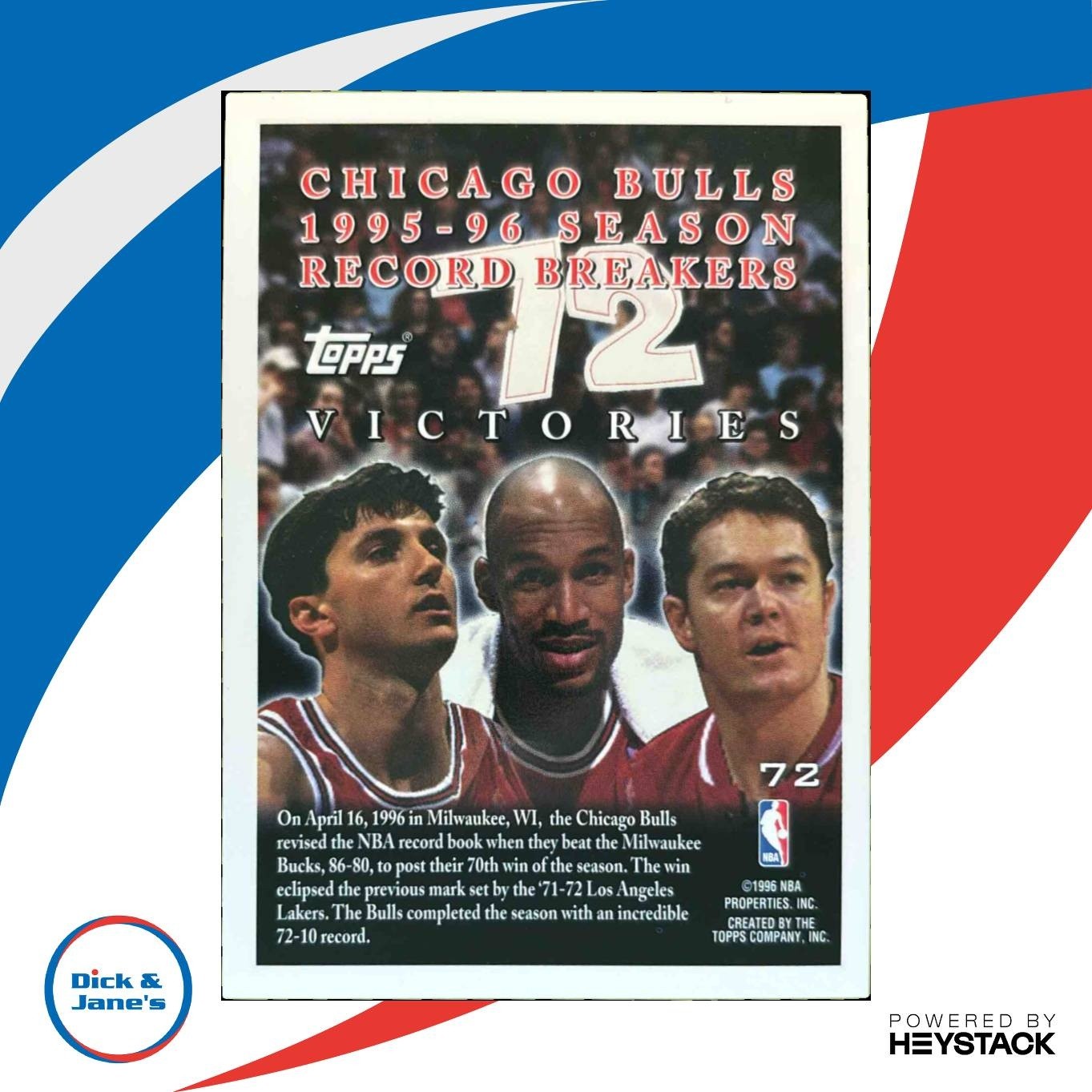 1996-97 Topps Chicago Bulls 72 Wins COMM #72 - Sports Cards