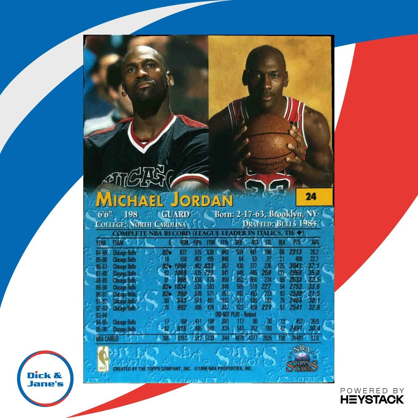 1996-97 Topps Stars Michael Jordan #24 Chicago Bulls - Sports Cards