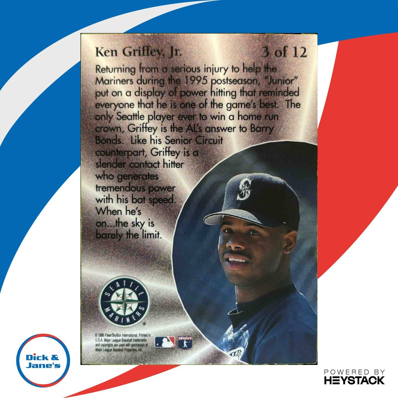1996 Fleer Ken Griffey Jr. Zone #3 Seattle Mariners - Sports Cards