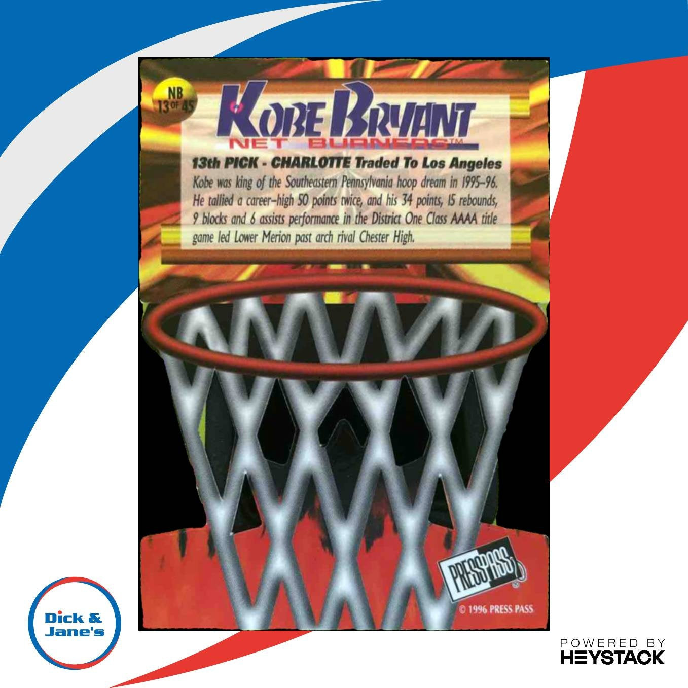 1996 Press Pass Kobe Bryant #13 - Dick & Jane's