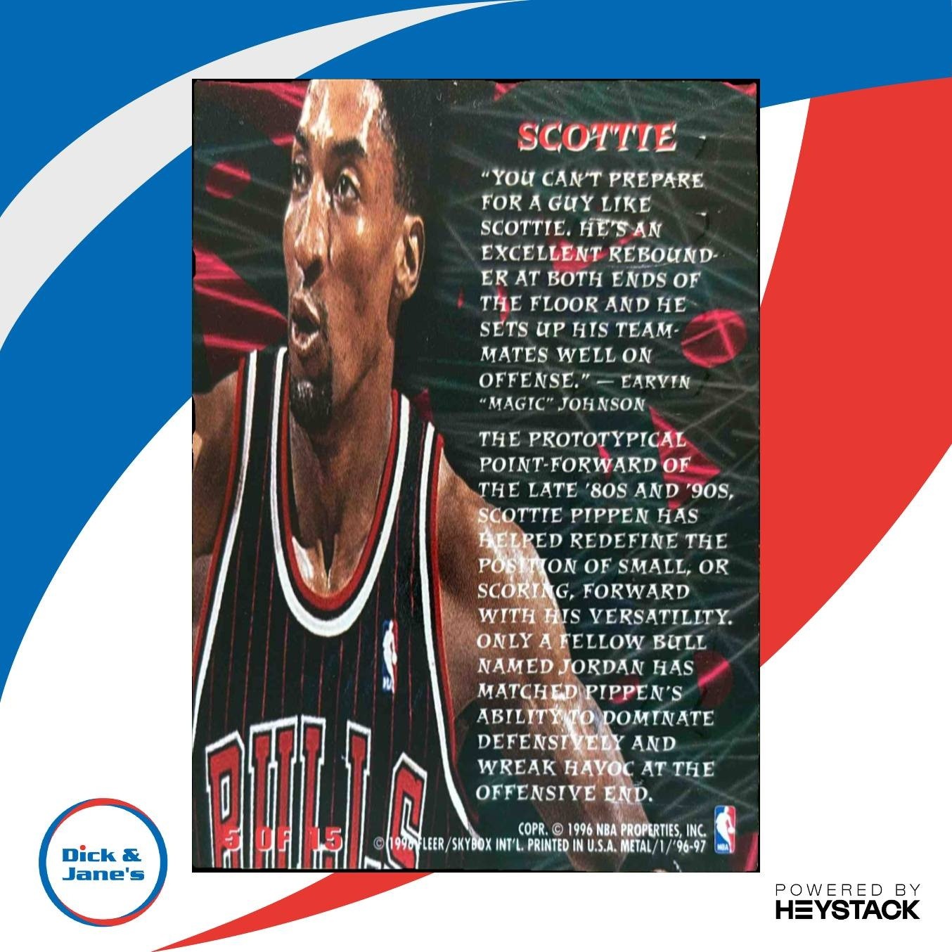 1996 Skybox Metal Scottie Pippen Edge #5 Chicago Bulls - Sports Cards