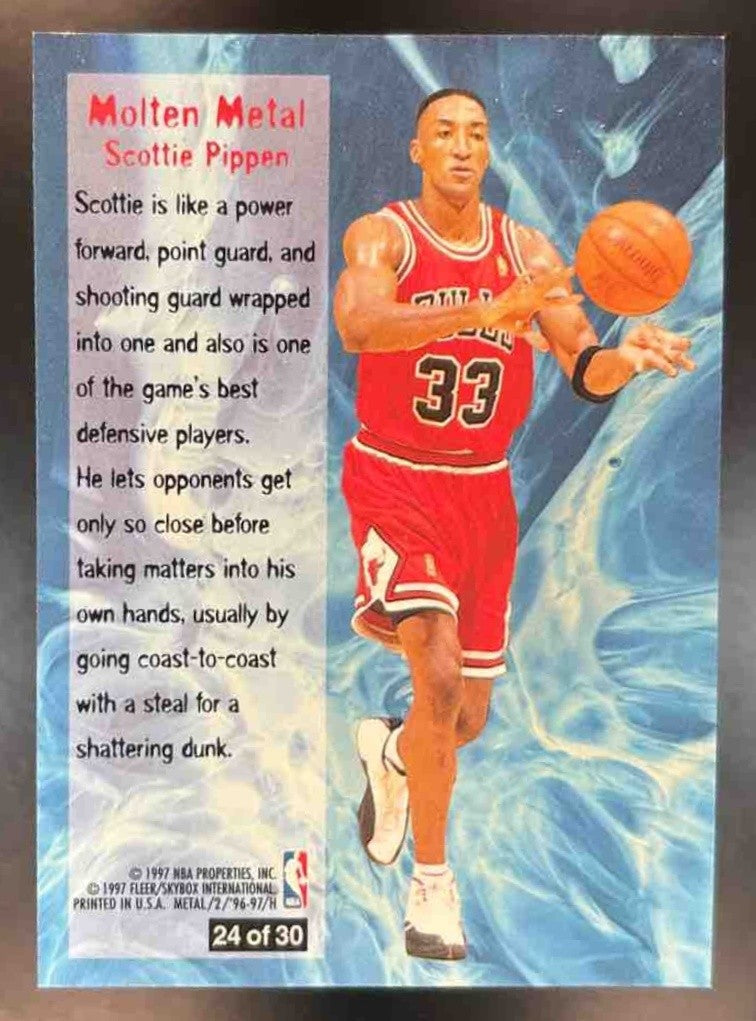 1996 Skybox Metal Scottie Pippen Molten Metal #24 Chicago Bulls - Sports Cards