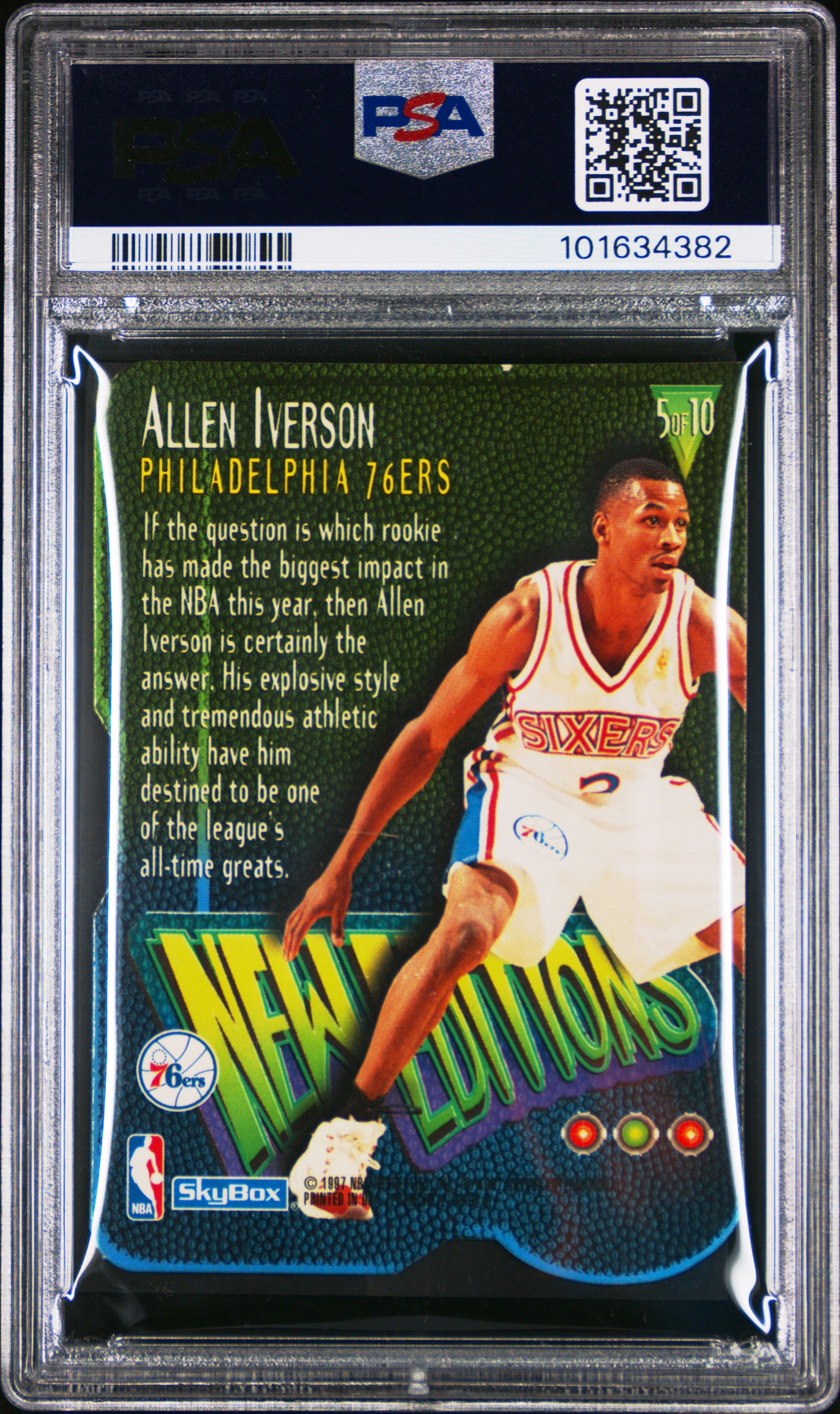 1996 Skybox Premium New Editions Allen Iverson #5 PSA 8 - Graded Sports Cards