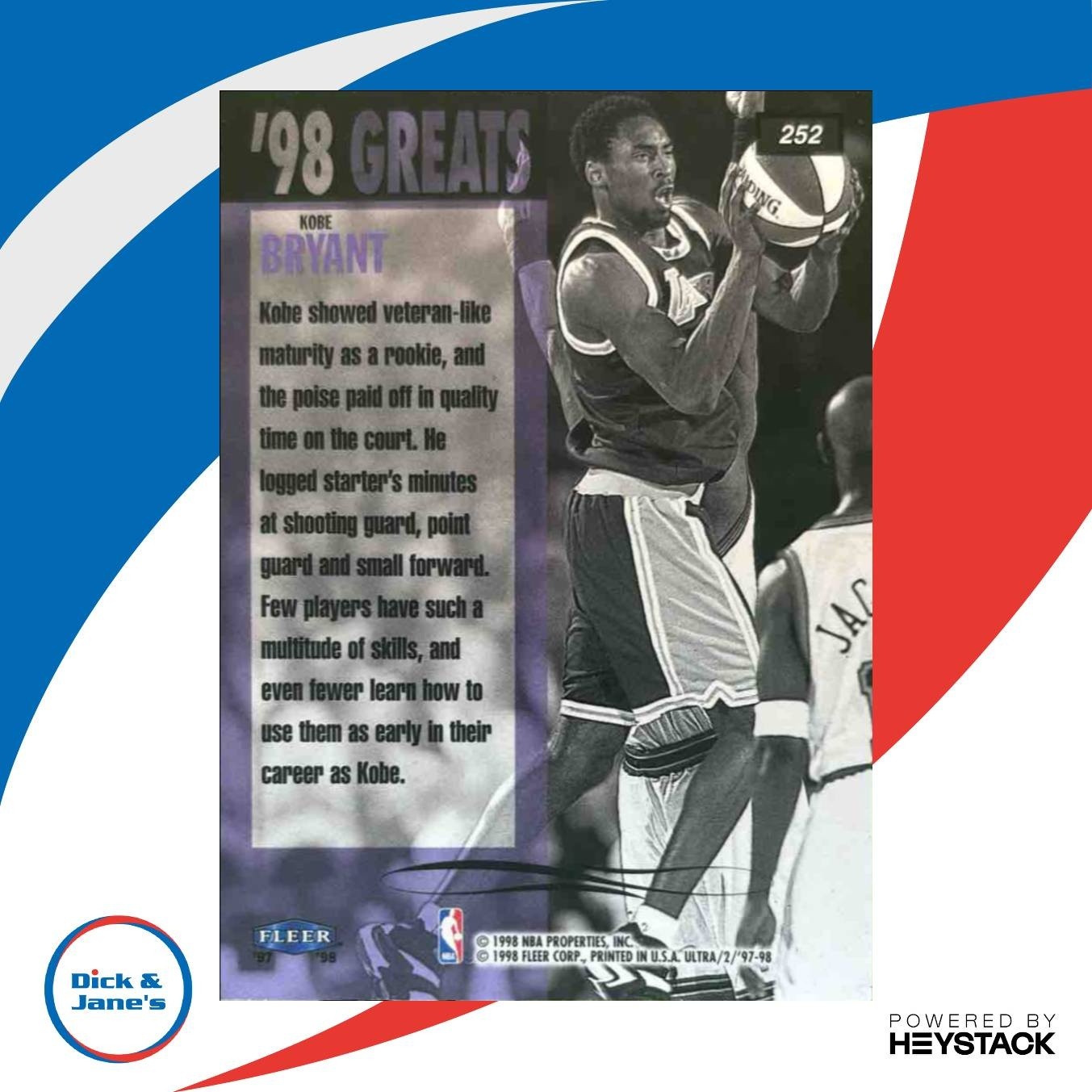 1997-98 Fleer Ultra Kobe Bryant #252 Los Angeles Lakers - Sports Cards