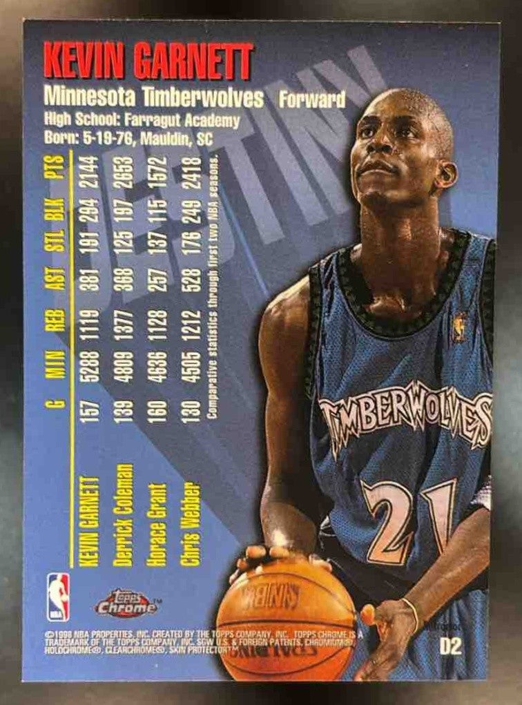 1997-98 Topps Chrome Kevin Garnett Destiny Refractor #D2 Minnesota Timberwolves - Sports Cards