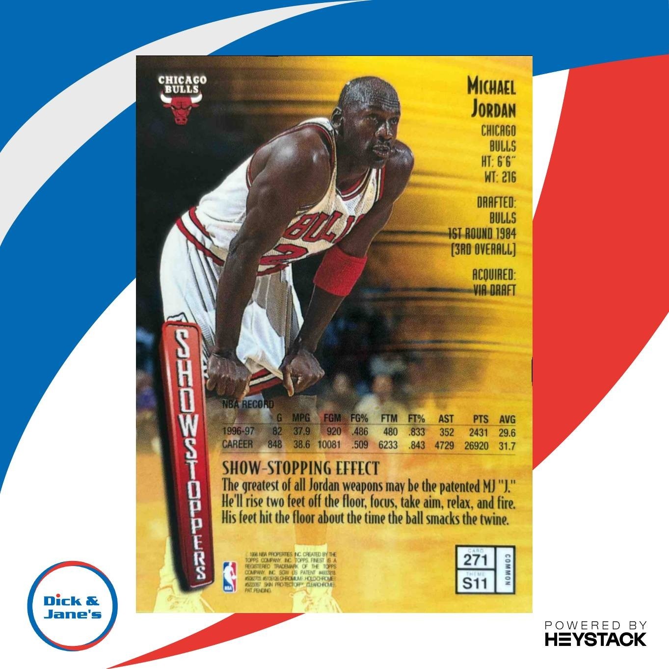 1997-98 Topps Finest Michael Jordan #271 Bronze Chicago Bulls - Sports Cards