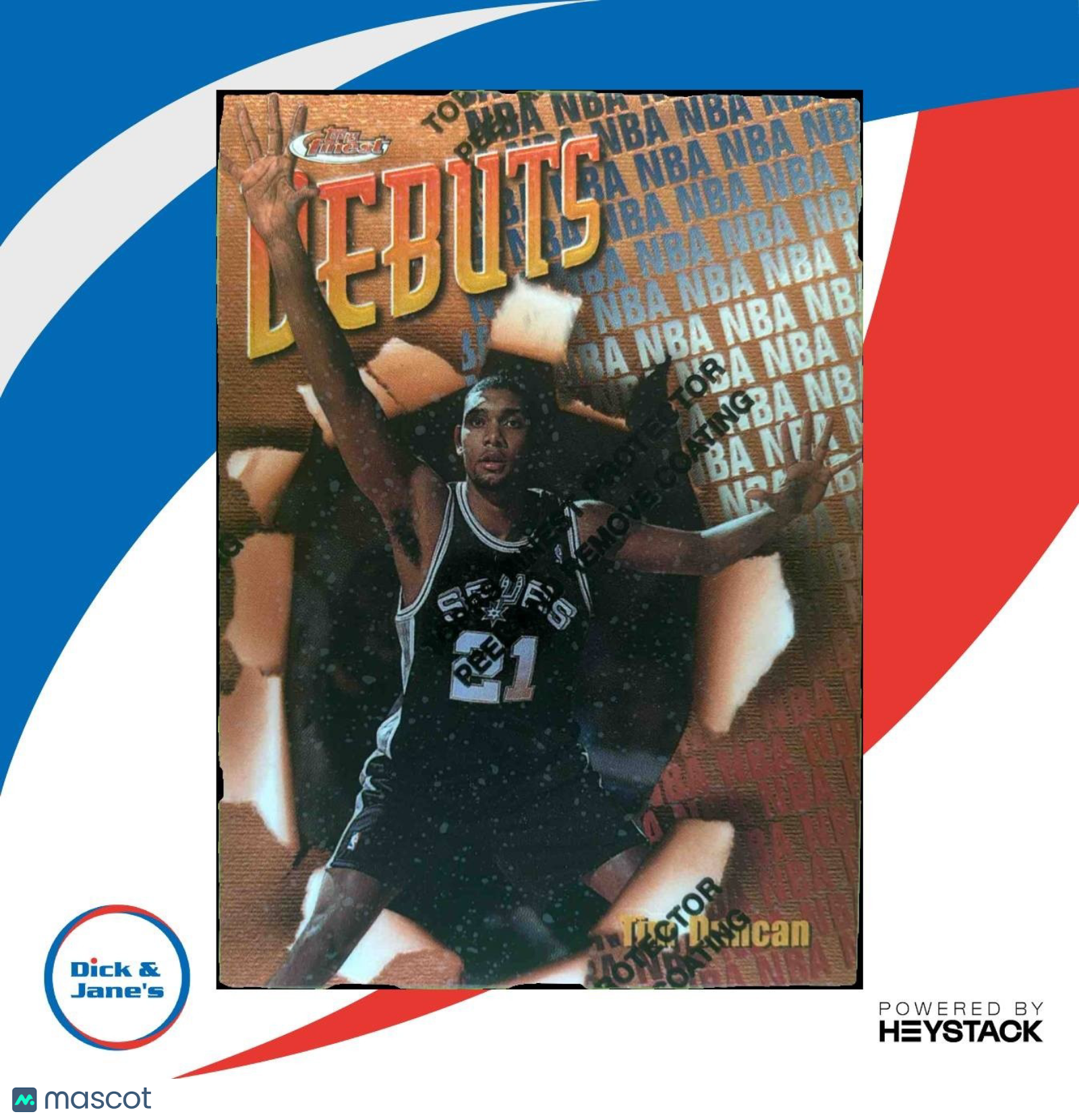1997-98 Topps Finest Tim Duncan #101 RC San Antonio Spurs - Sports Cards