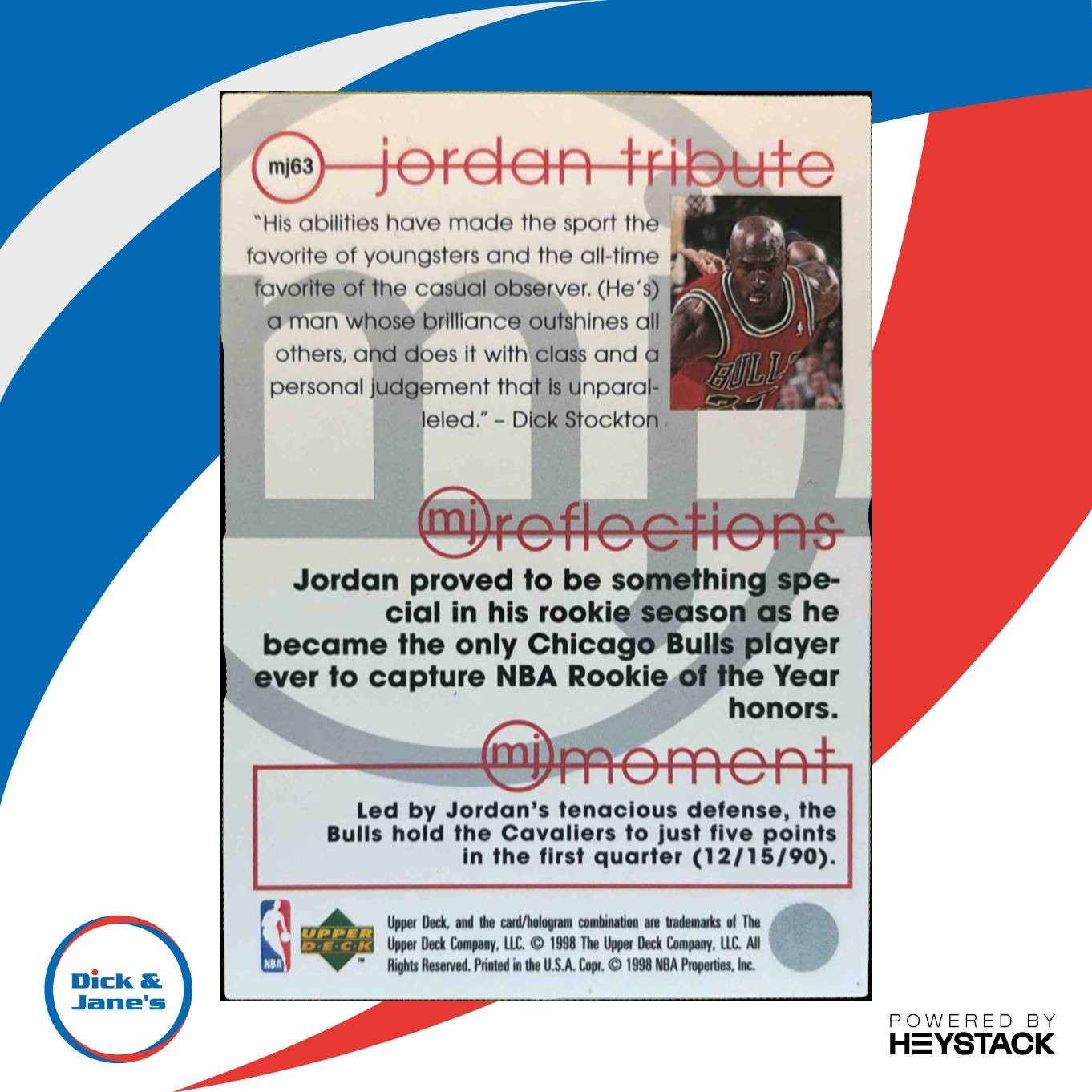 1997-98 Upper Deck Michael Jordan Tribute #MJ63 Chicago Bulls - Sports Cards