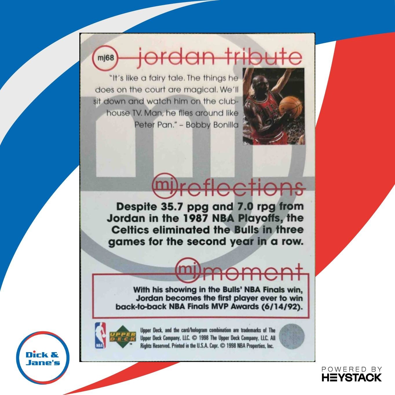 1997-98 Upper Deck Michael Jordan Tribute #MJ68 Chicago Bulls - Sports Cards