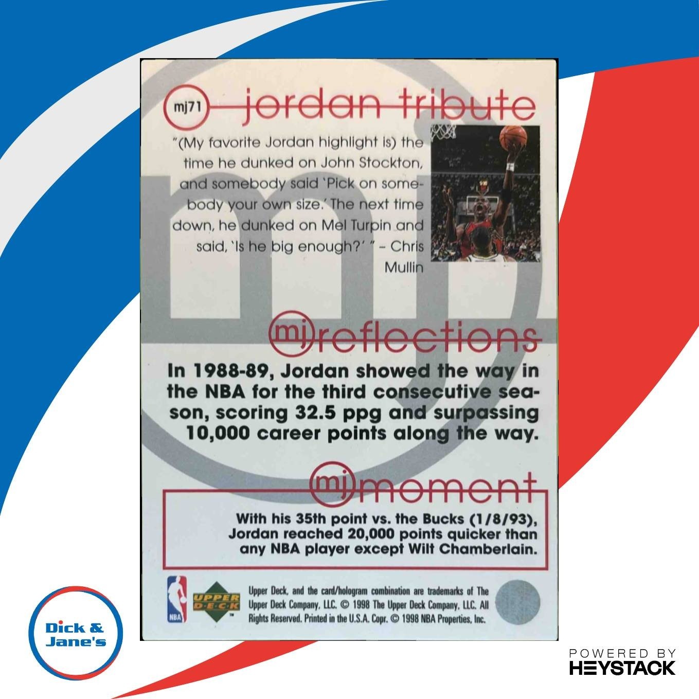1997-98 Upper Deck Michael Jordan Tribute #MJ71 Chicago Bulls - Sports Cards