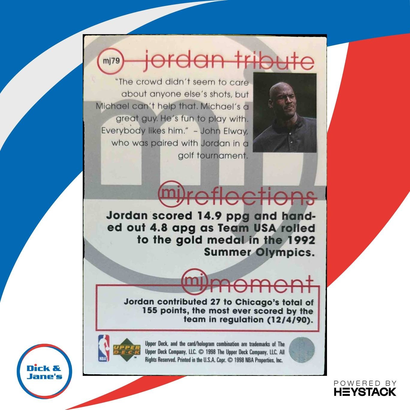 1997-98 Upper Deck Michael Jordan Tribute #MJ79 Chicago Bulls - Sports Cards