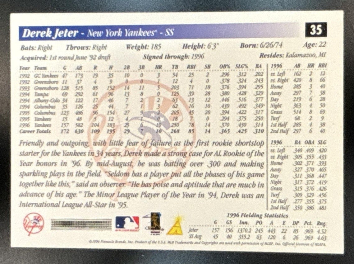 1997 Score Premium Stock Derek Jeter #35 New York Yankees - Sports Cards